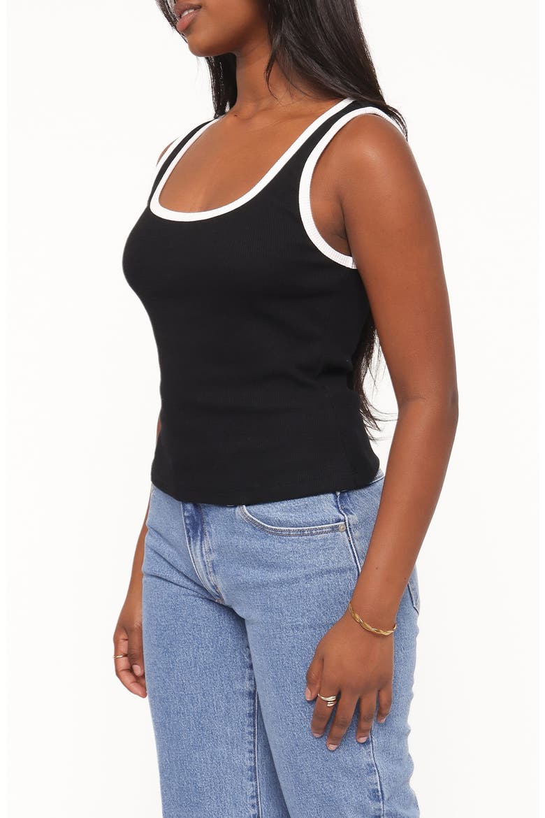 Juanita Contrast Trim Knit Tank, Alternate, color, BLACK/ WHITE