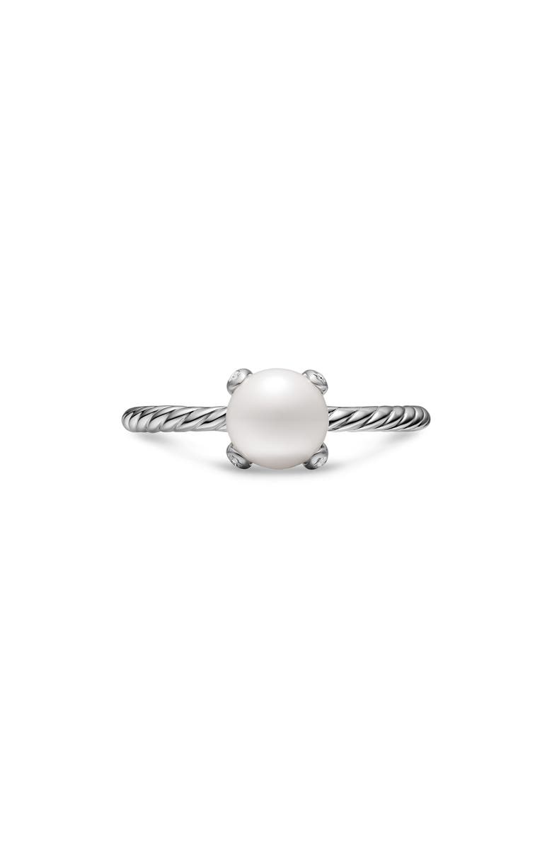 David Yurman Pearl Classics Ring in Sterling Silver with Diamonds, 2mm, Main, color, Silver Pave