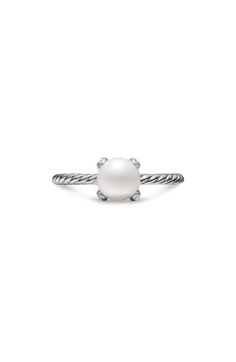 Pearl Classics Ring in Sterling Silver with Diamonds, 2mm