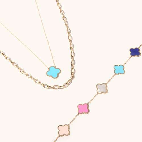 The Lovery Fine Jewelry Large Pastel Mixed Clover Bracelet