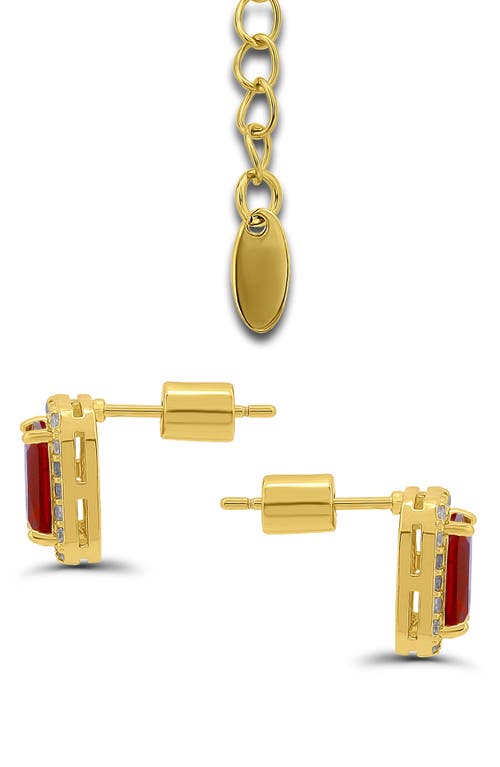 Christian Siriano Emerald Cut Cubic Zirconia Pendant Necklace & Stud Earrings Set In Multi