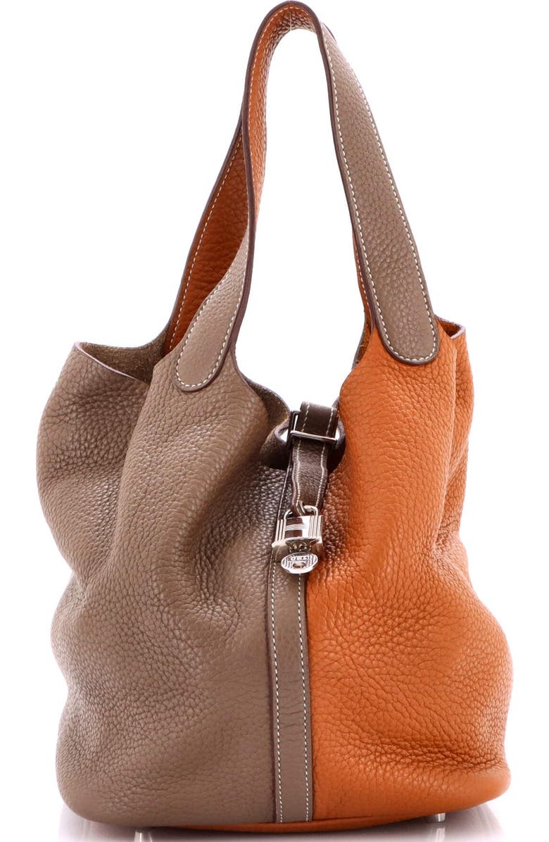 Pre-Owned Hermes Picotin Lock Bag Bicolor Clemence MM, Main, color, Bicolor - Etoupe/Gold
