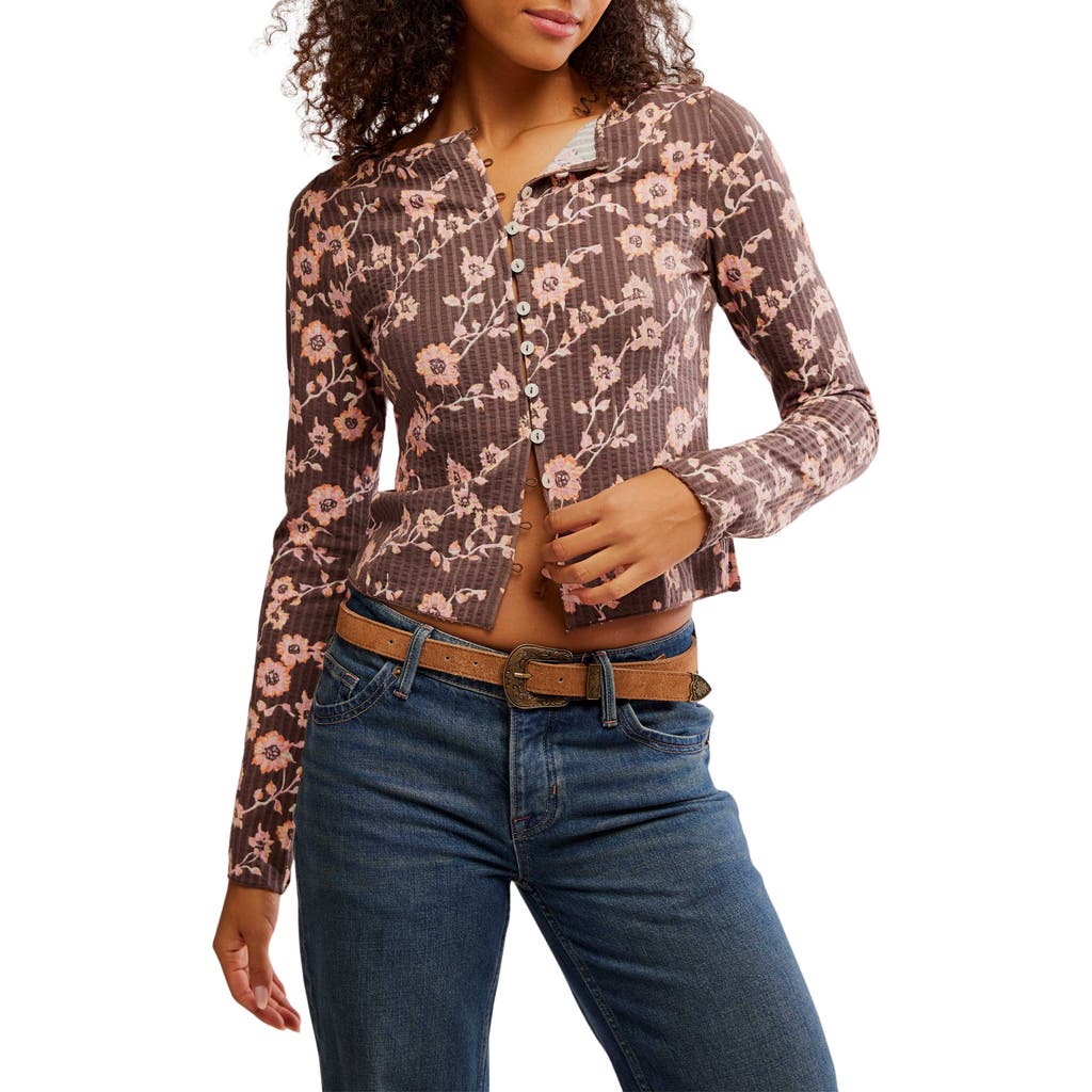 Free People Tilly Cotton Seersucker Cardigan In Brown