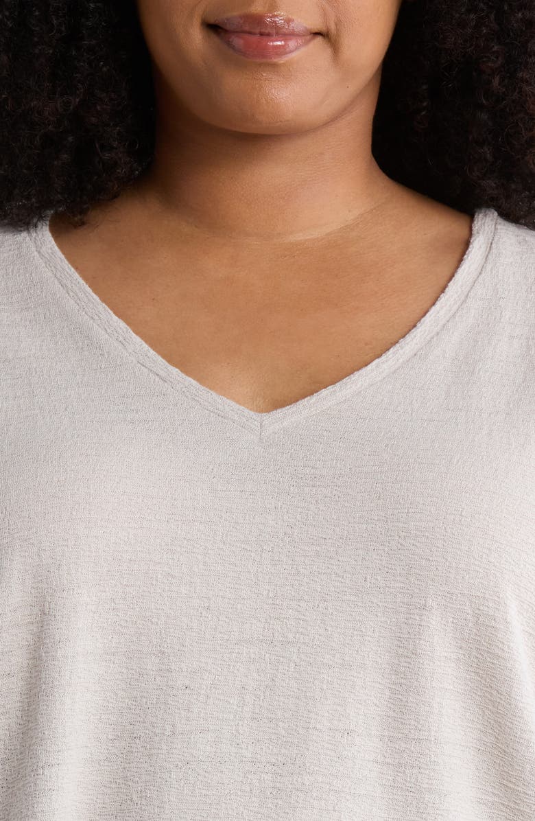 Eileen Fisher V-Neck Organic Cotton Top, Alternate, color, Chalk