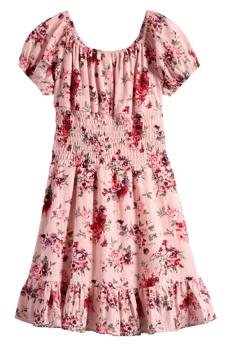 Kids' Smocked Peasant Dress, Main, color, PINK
