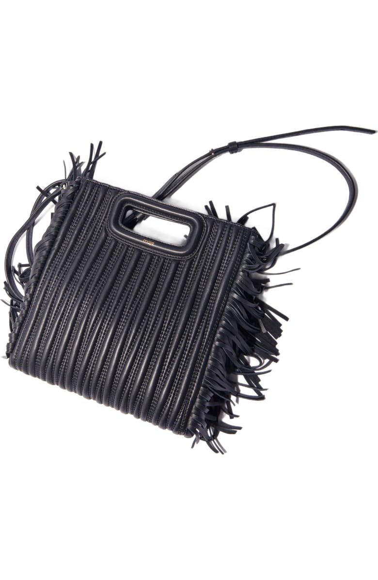 maje Quilted leather M bag, Alternate, color, Black