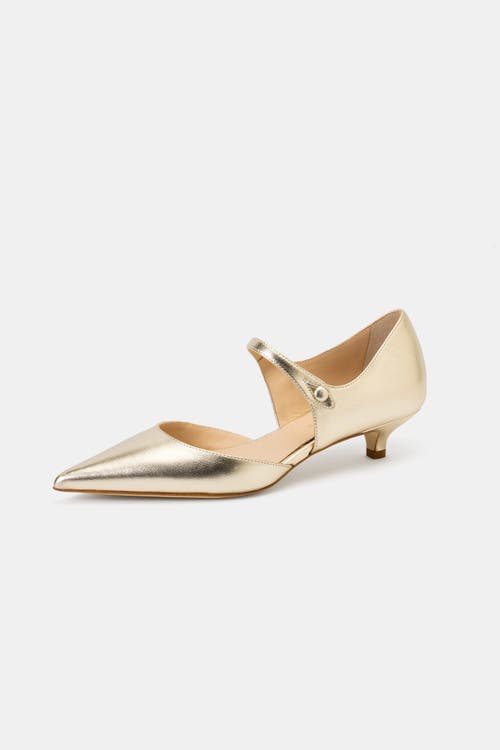 Bells & Becks Nadia Kitten Heel Mary Jane Pump In Gold