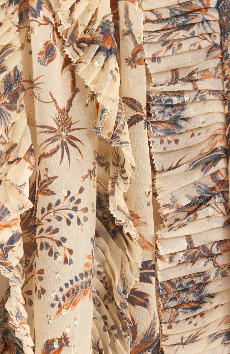 Ulla Johnson Sabra Floral Metallic Sleeveless Silk Blend Top, Alternate, color, Cameo