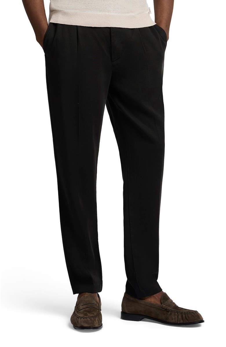 Onia Pleated Lyocell Trousers, Alternate, color, Black