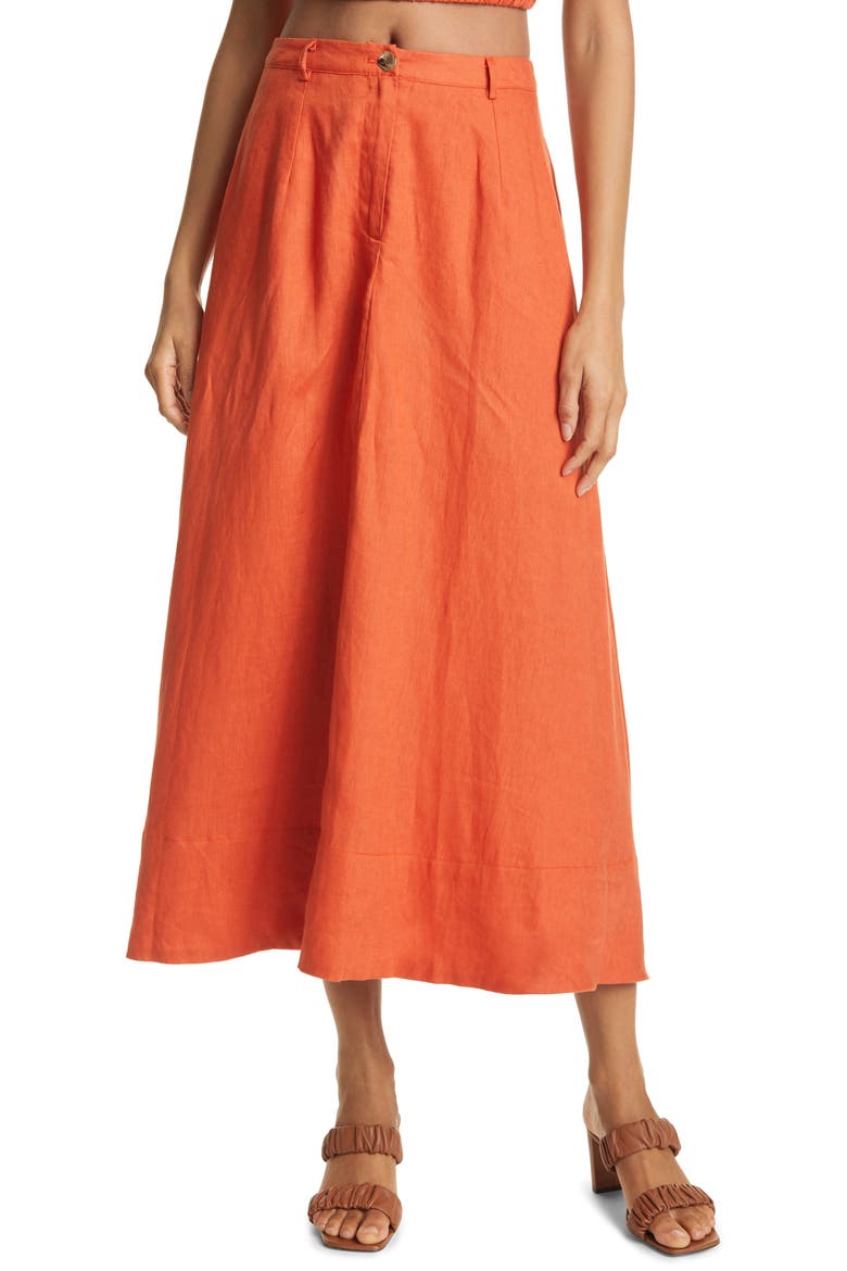 Cybele Linen Skirt, Main, color, BURNT OCHRE