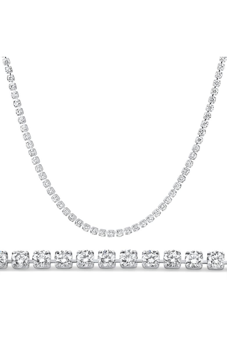 Platinum 8 3/4Ct Diamond Tennis Necklace Lab Grown 17", Main, color, Platinum
