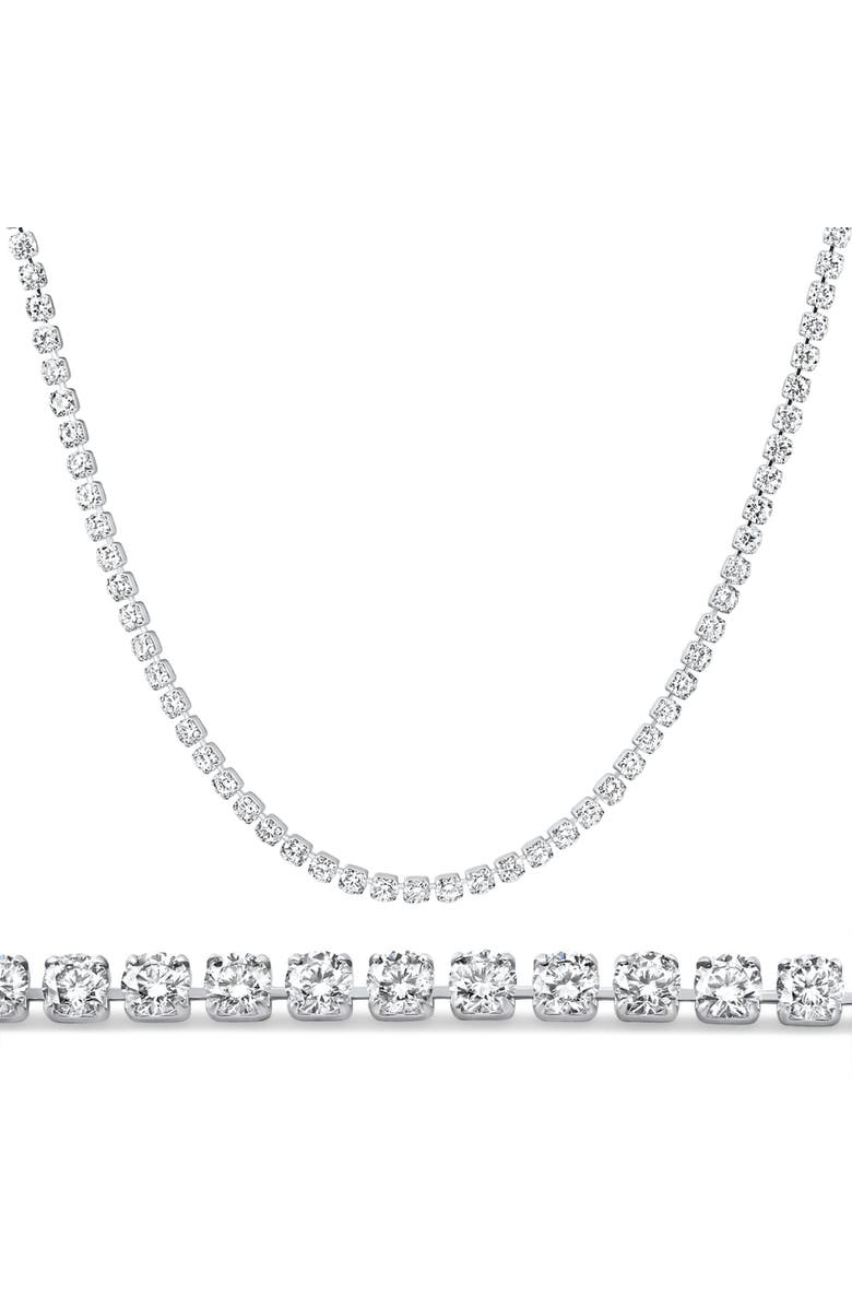 Bliss Diamond Platinum 8 3/4Ct Diamond Tennis Necklace Lab Grown 17", Main, color, Platinum