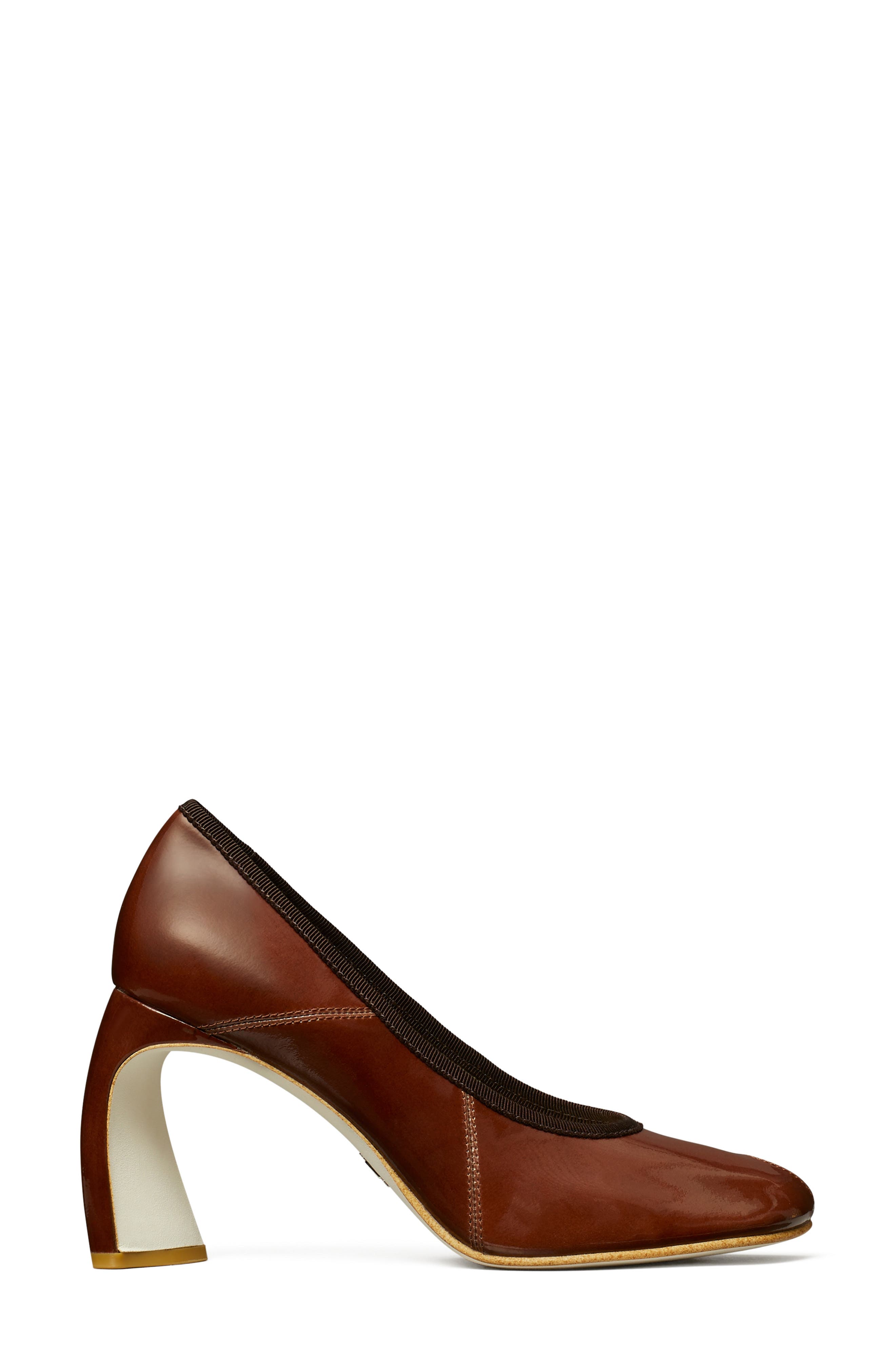 Tory Burch Peep Toe Pump, Alternate, color, Russet Brown