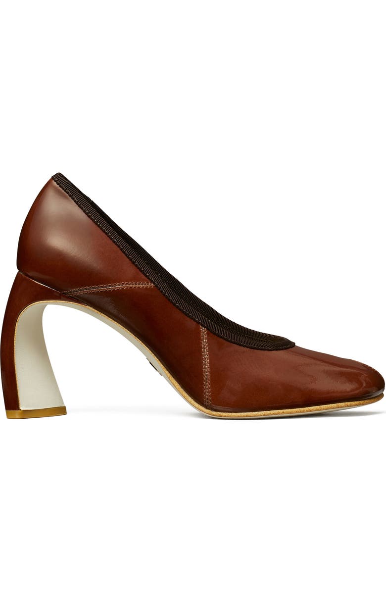 Tory Burch Peep Toe Pump, Alternate, color, Russet Brown
