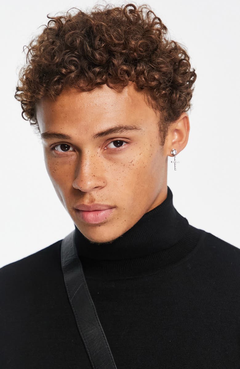 Topman Solid Cotton Turtleneck, Alternate, color,