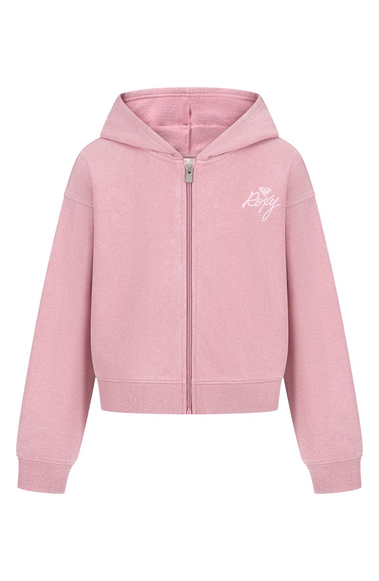 Roxy Kids' Washed Full Zip Hoodie, Main, color, Lilas