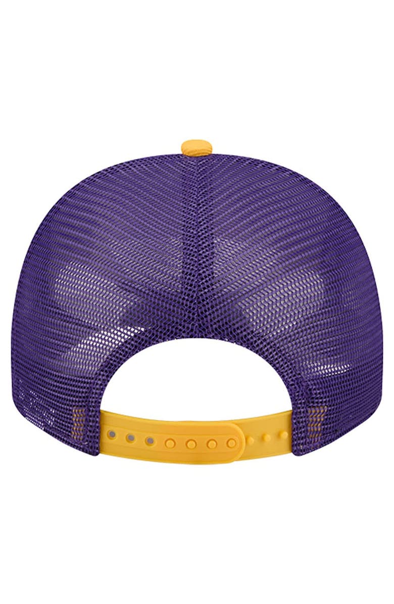 New Era Men
s New Era Cream/Purple Minnesota Vikings Banner A-Frame 9FIFTY Trucker Snapback Hat, Alternate, color, Cream