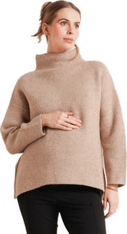 Nom Maternity Lia Side-Zip Maternity & Nursing Turtleneck Sweater