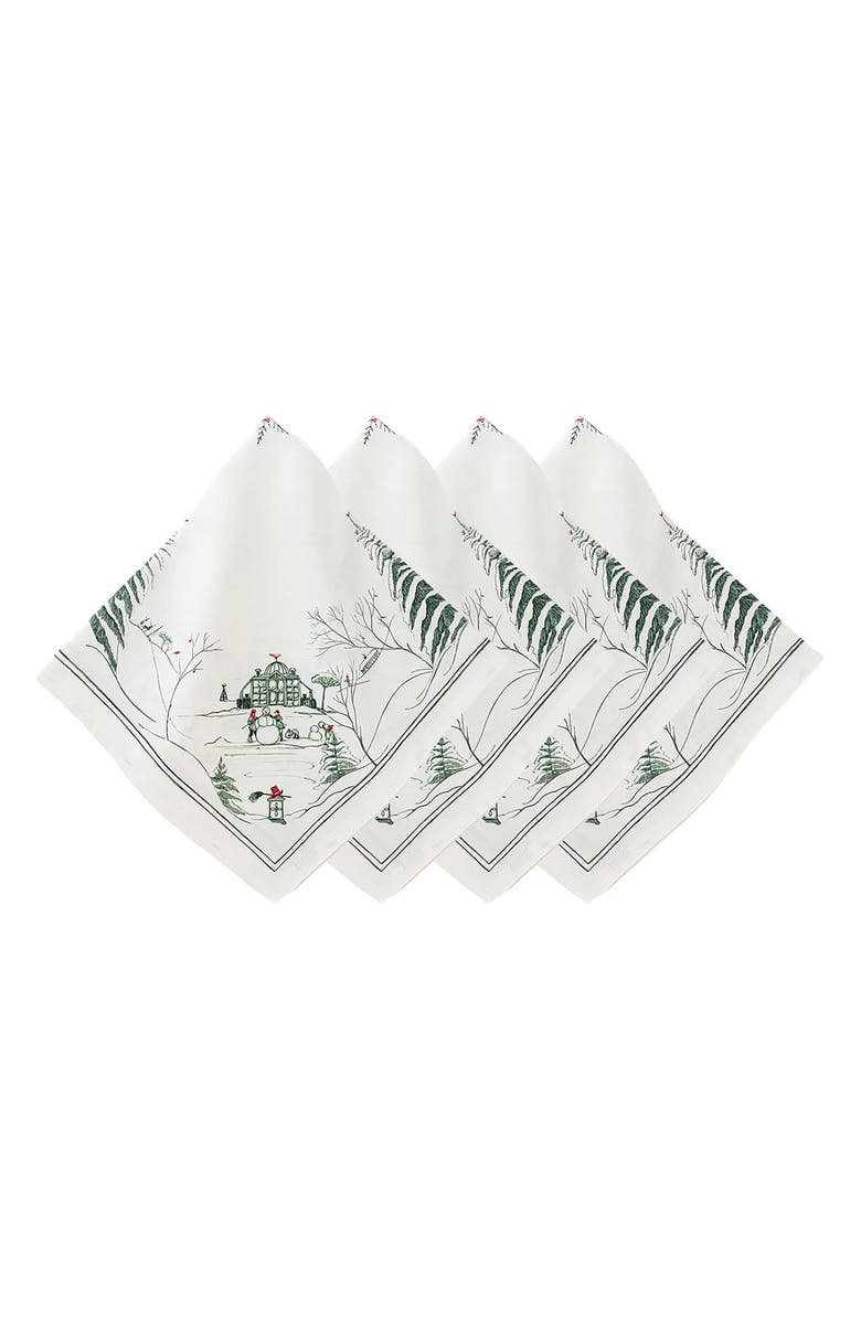 Juliska Country Estate Winter Frolic Set of 4 Napkins, Main, color, Evergreen