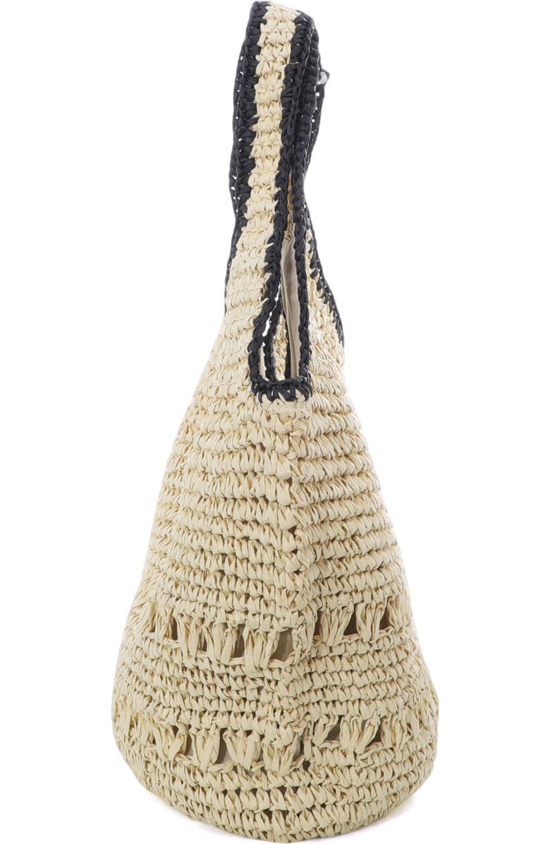 Adornia Oversized Raffia Hobo Shoulder Bag, Alternate, color, White/ Black