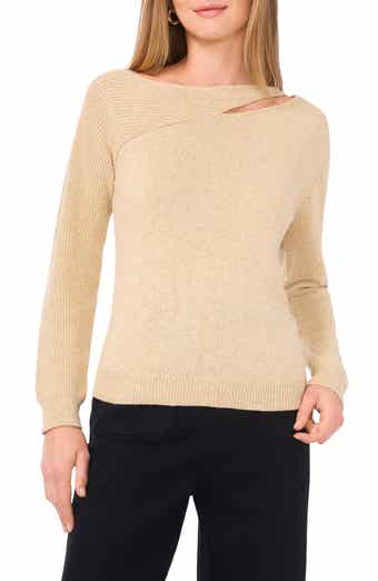 Vince Camuto Metallic Cutout Cotton Blend Sweater