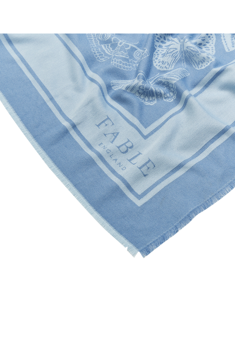 Fable England Butterfly Jacquard Square Scarf, Alternate, color, Blue