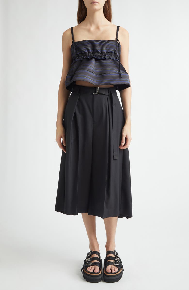 Sacai Stripe Satin Crop Camisole, Alternate, color, Black/ Navy