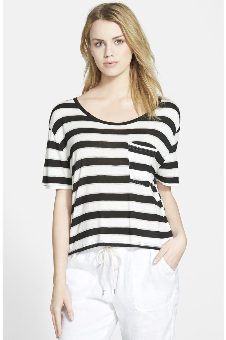 Stripe Short Sleeve Tee, Main, color, BURNOUT BLACK STRIPE COMBO