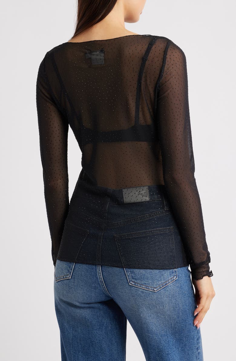 ICHI Ihnoviola Sparkle Mesh Shirt, Alternate, color, Black