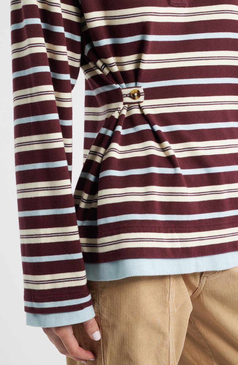 Damson Madder Noah Stripe Button Waist Rugby Top, Alternate, color, Chocolate/ Blue