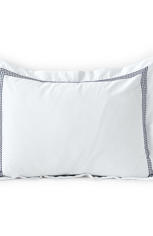 Lands' End 400 Thread Count Premium Supima Cotton No Iron Sateen Embroidered Pillow Sham In Deep Sea Navy Dots