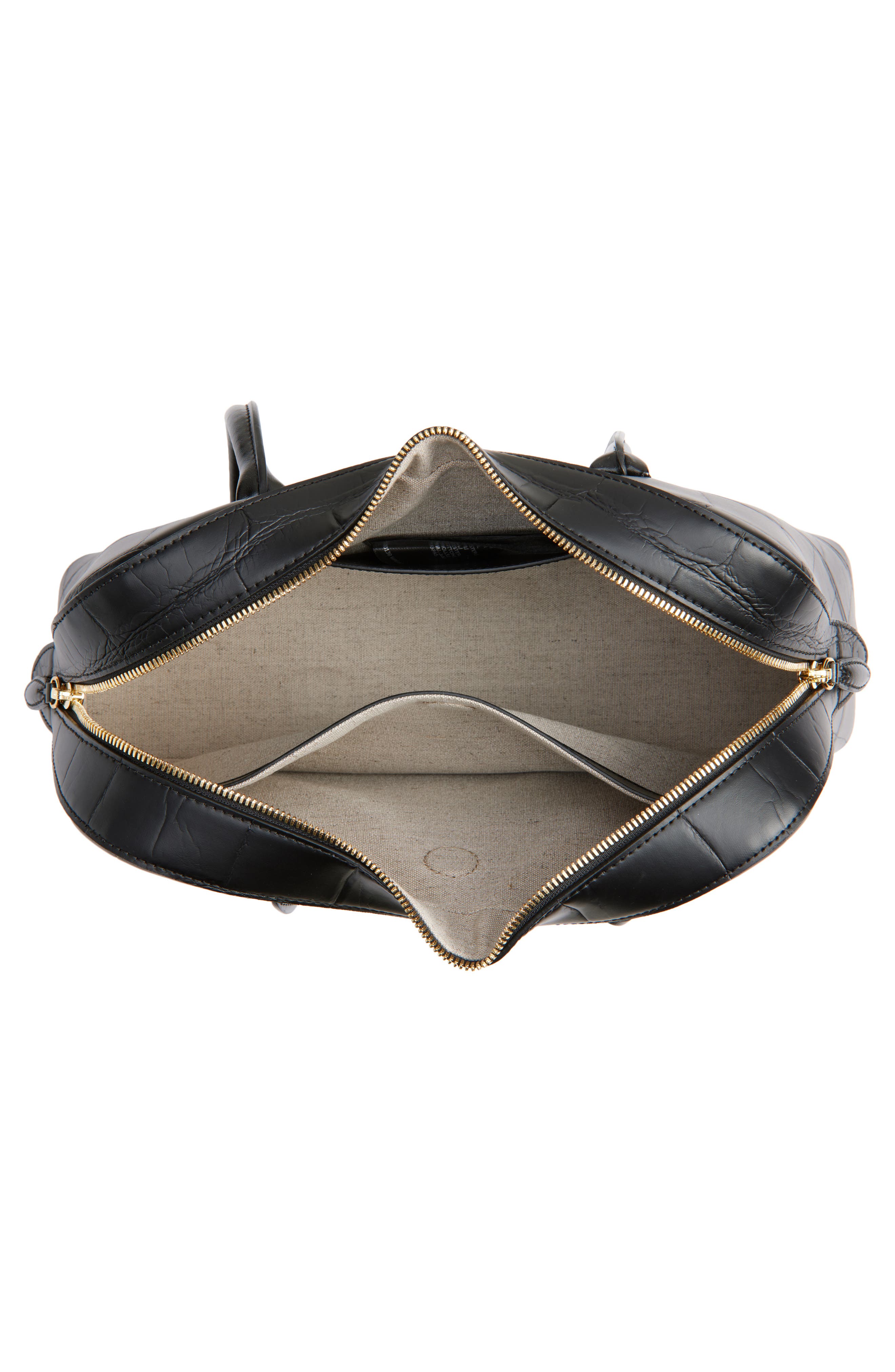 Stella McCartney Ryder Croc Embossed Faux Leather Shoulder Bag, Alternate, color, 