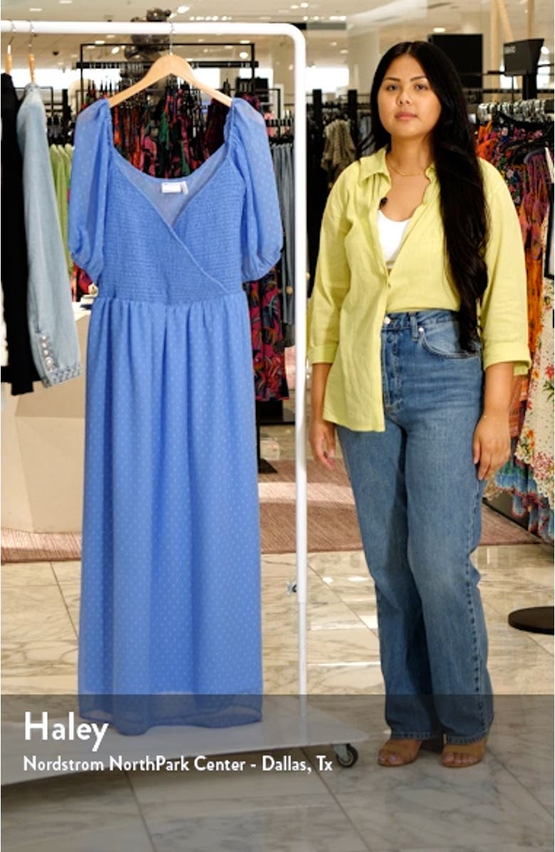 Swiss Dot Smocked Bodice Chiffon Maxi Dress, sales video thumbnail