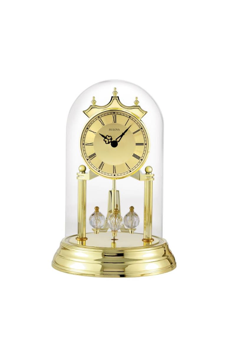 Bulova Clocks Tristan I Brass Finish and Glass Dome Clock, Main, color, Brass