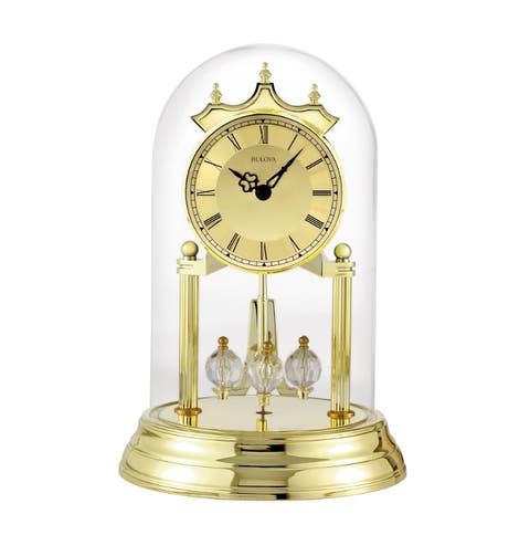 Tristan I Brass Finish and Glass Dome Clock