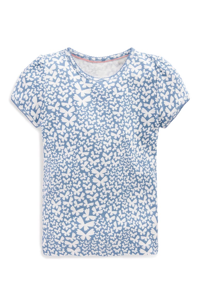 Kids' Butterfly Pointelle T-Shirt, Main, color, SERENITY BLUE BUTTERFLIES