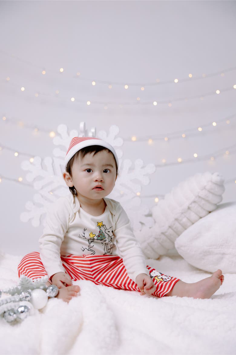 Christmas Bodysuit Pants and Hat Set, Alternate, color, Snoopy Cream Red