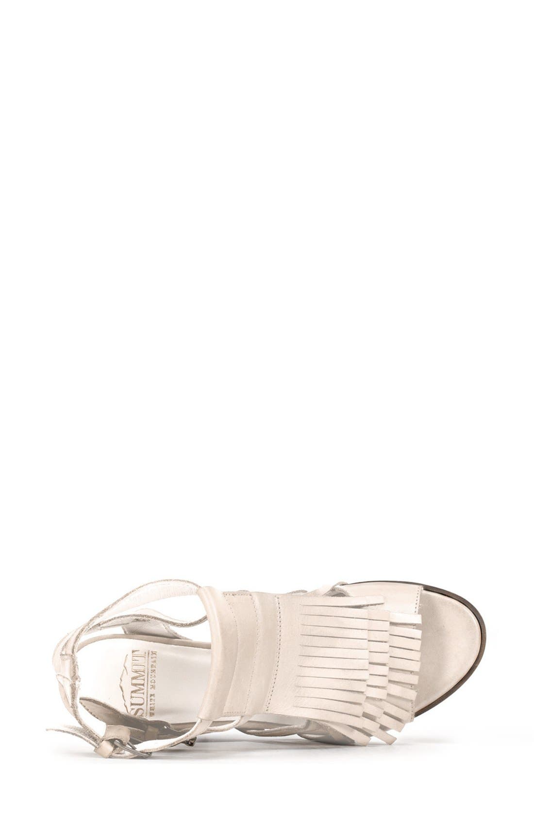 'Gera' Leather Fringe Sandal, Alternate, color, OFF WHITE LEATHER