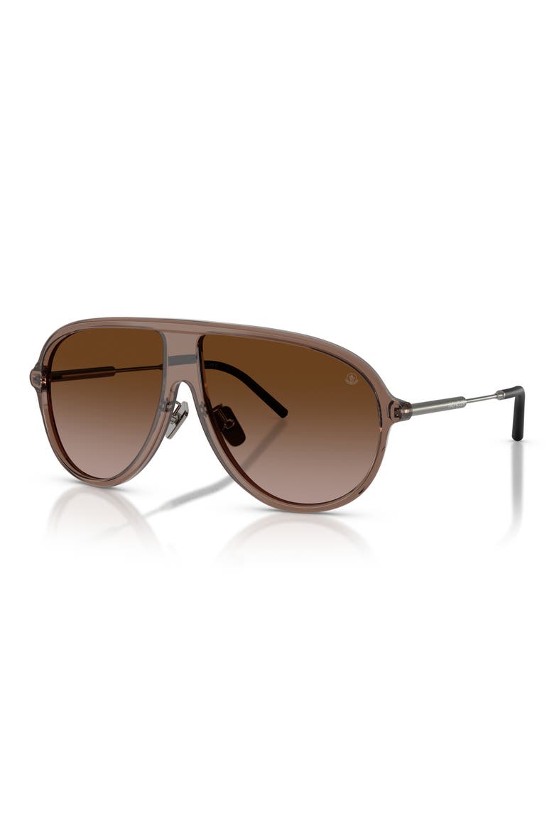 61mm Pilot Sunglasses, Alternate, color, TRANSPARENT BROWN / BROWN