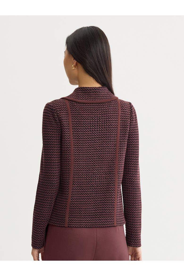 Relaxed Zig-Zag Knit Jacket, Alternate, color, Mahogany/Black