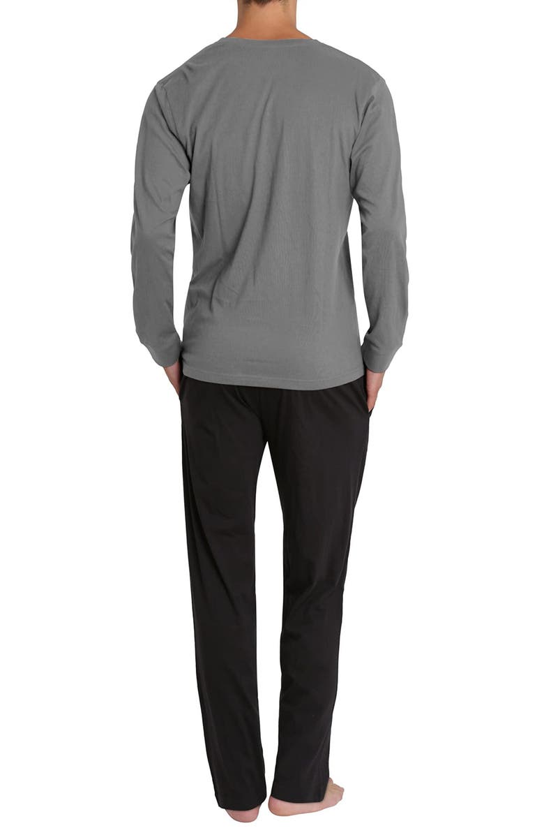 SLEEPHERO Long Sleeve Pajama T-Shirt & Pajama Pants Set, Alternate, color, Grey With Black