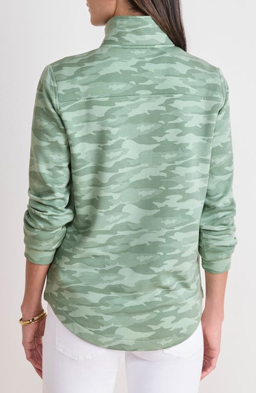 Vineyard Vines Leopard Dreamcloth® Relaxed Shep Quarter Zip Shirt In Green