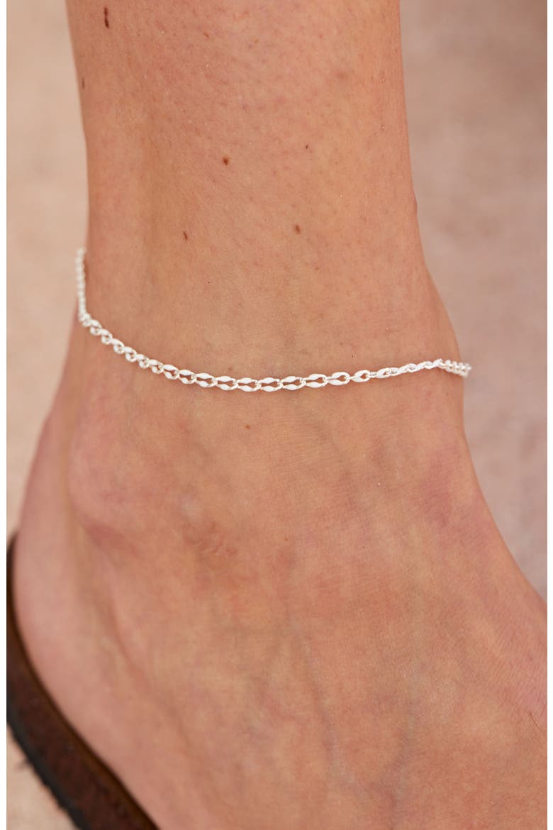 Enamel Dot Chain Anklet, Alternate, color, SILVER/WHITE