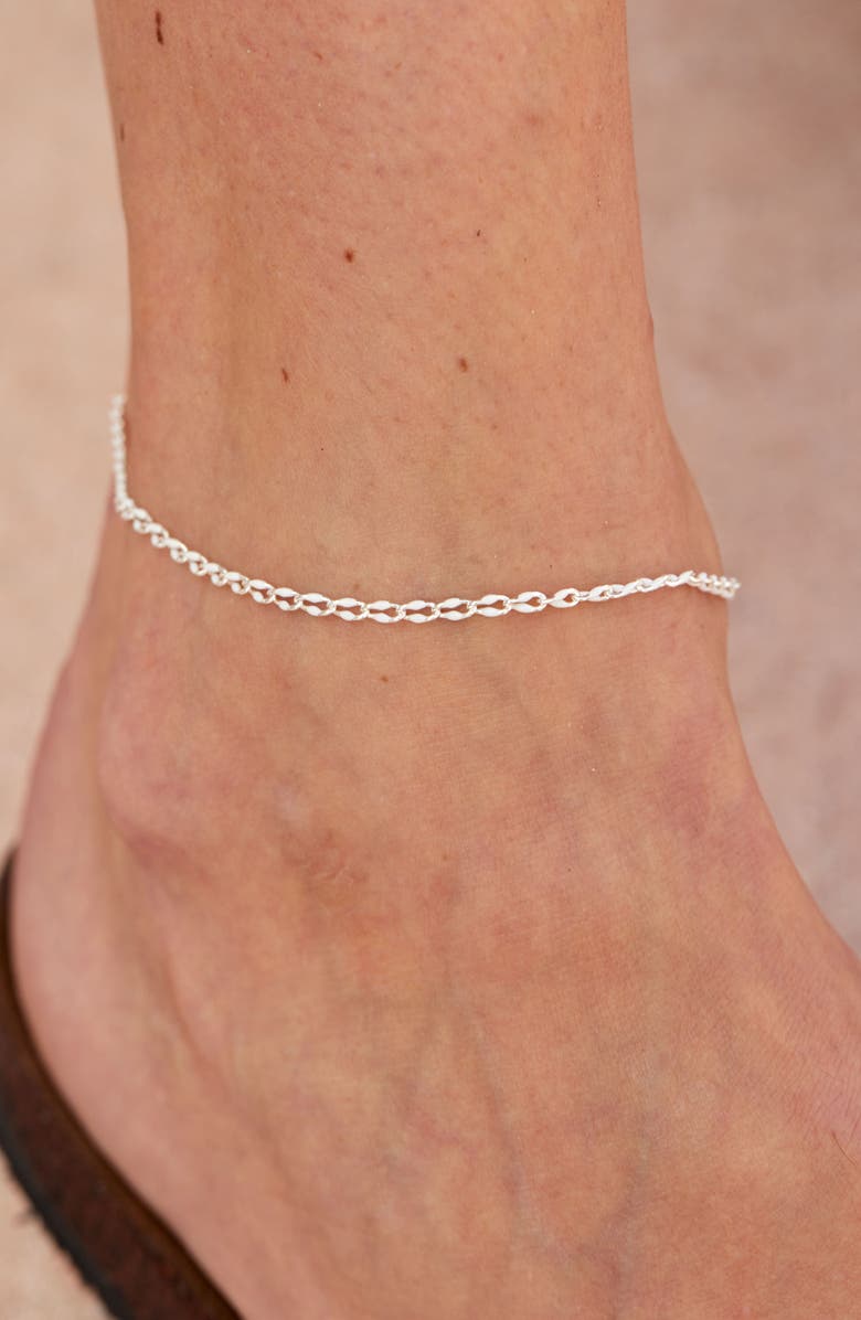 SAVVY CIE JEWELS Enamel Dot Chain Anklet, Alternate, color, Silver/White