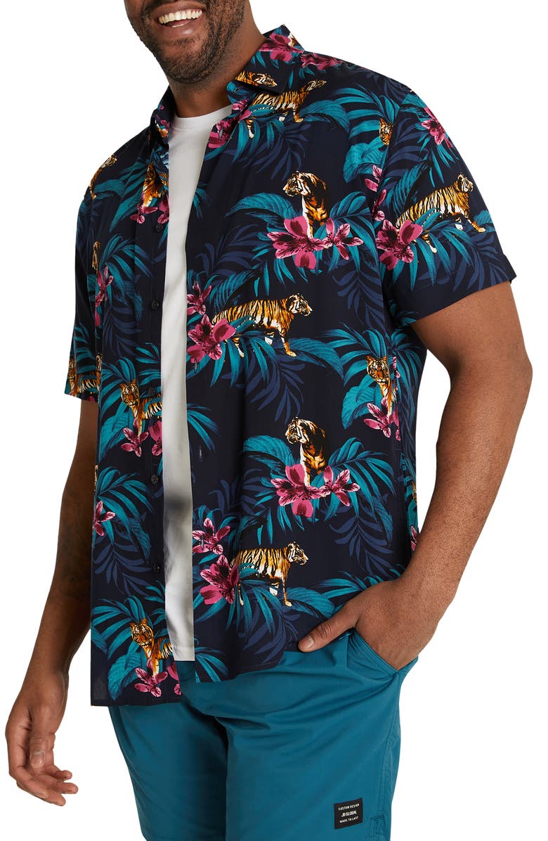 Johnny Bigg Jungle Print Short Sleeve Button-Up Shirt, Alternate, color, 