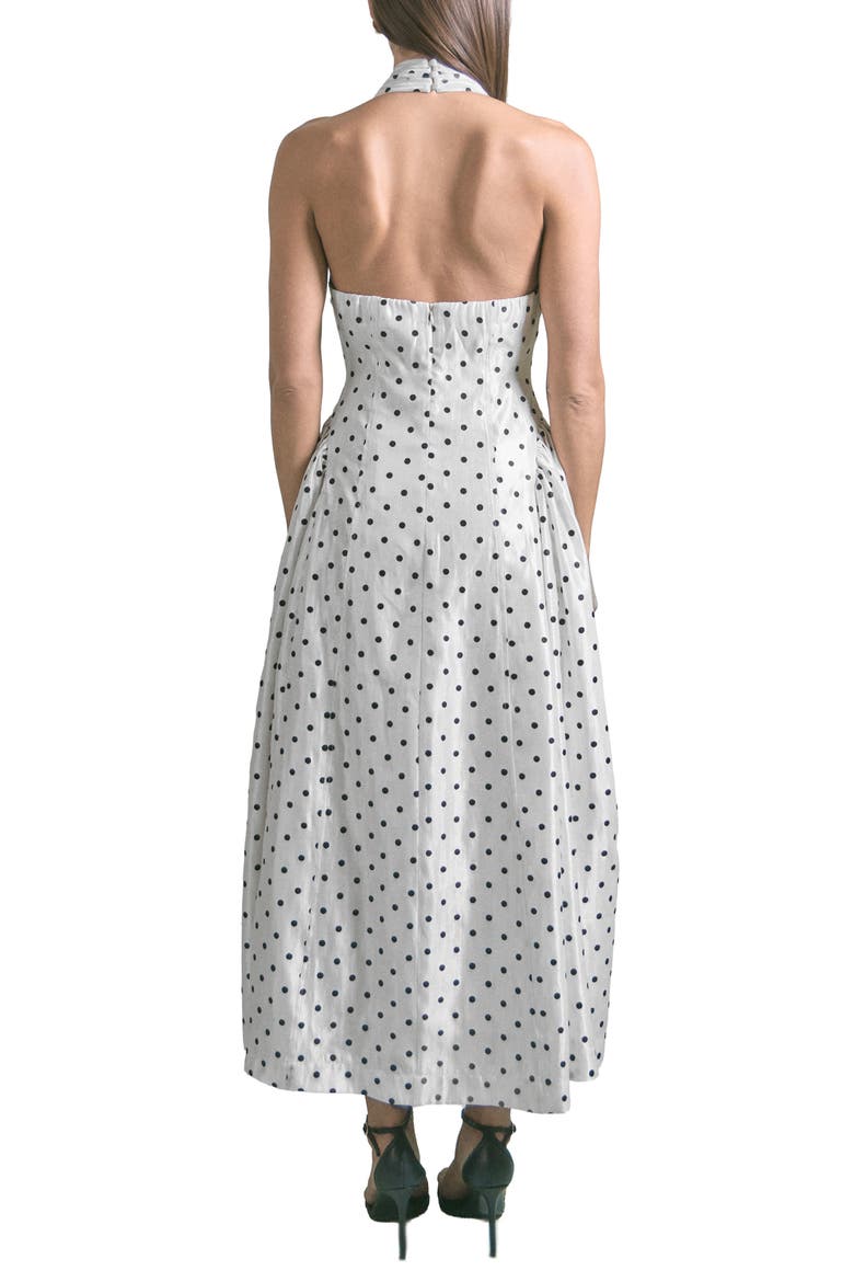 Polka Dot Halter Maxi Dress, Alternate, color, OFF WHITE