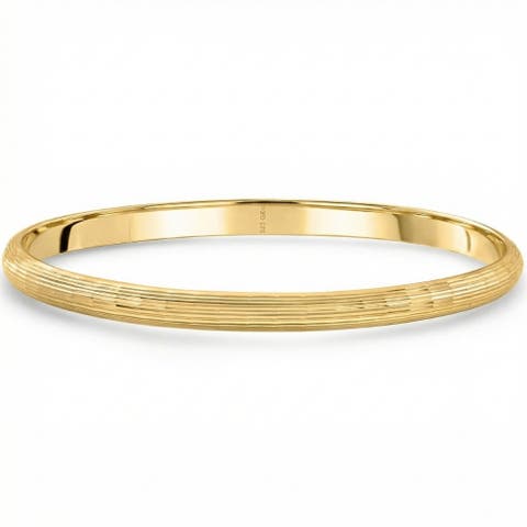 5mm Brushed Bangle Bracelet 18k Gold Over Silver