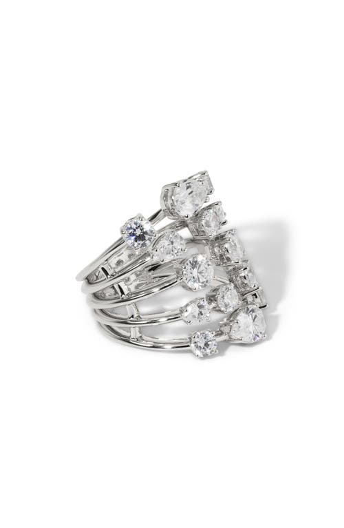 Nadri Hollywood Multi Row Cubic Zirconia Ring In Silver
