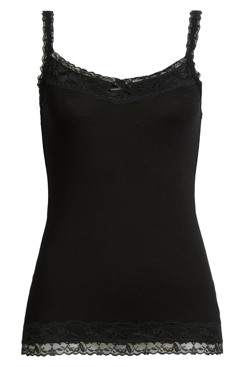 Lace Trim Camisole, Alternate, color, BLACK