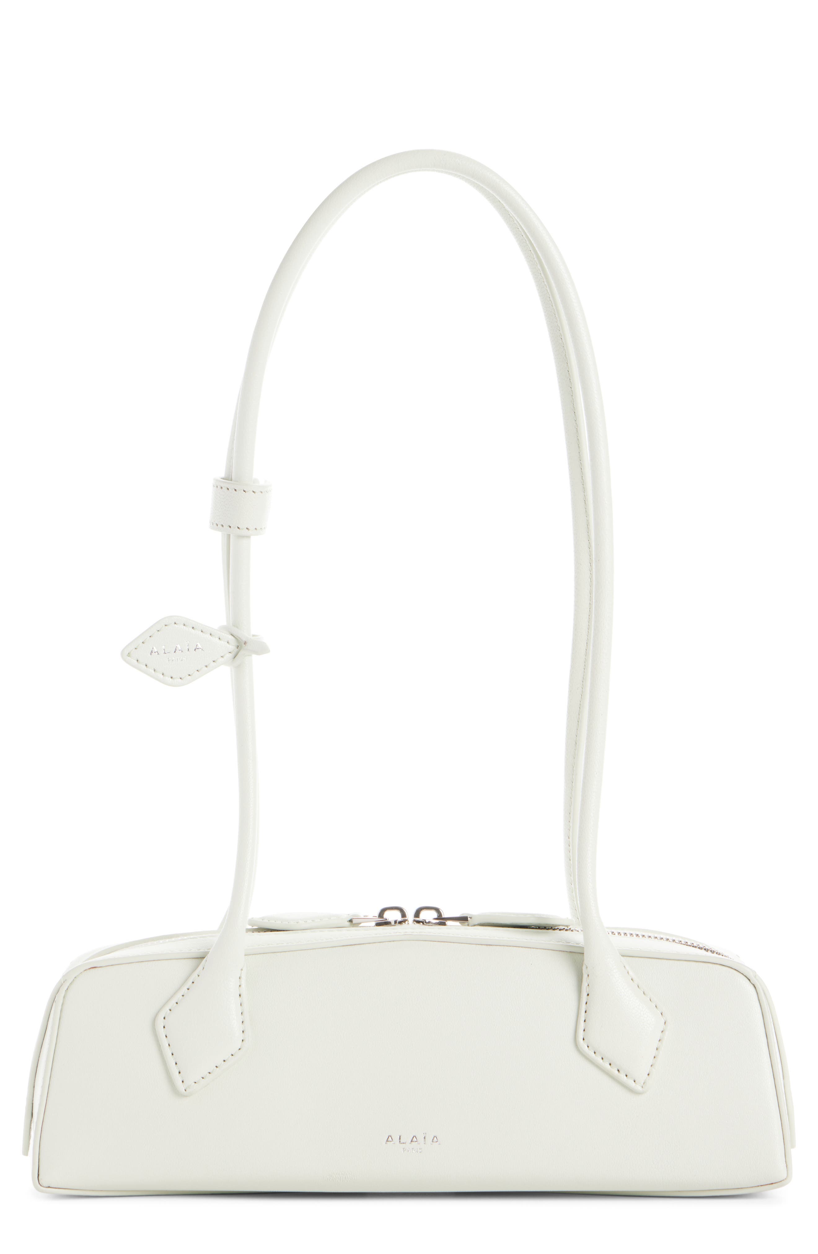 Alaïa Small Le Teckel Leather East/West Shoulder Bag, Main, color, Naturel